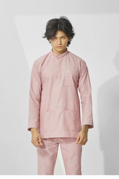 Baju Melayu Cekak Musang Yazuq, Pastel Red